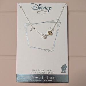 Unwritten Disney Mickey Mouse Silver Necklace With Gold C Charm